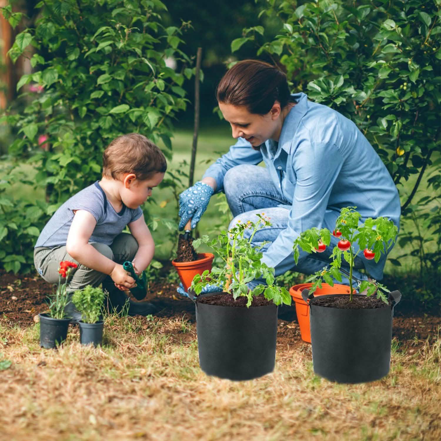 3-Pack: Planter Bags Breathable Planting Fabric Pots with Harvest Window DailySale