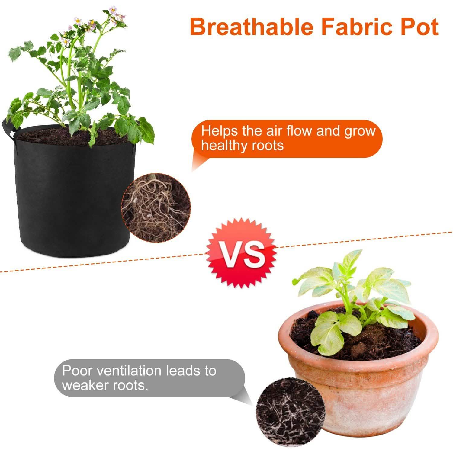 3-Pack: Planter Bags Breathable Planting Fabric Pots with Harvest Window DailySale