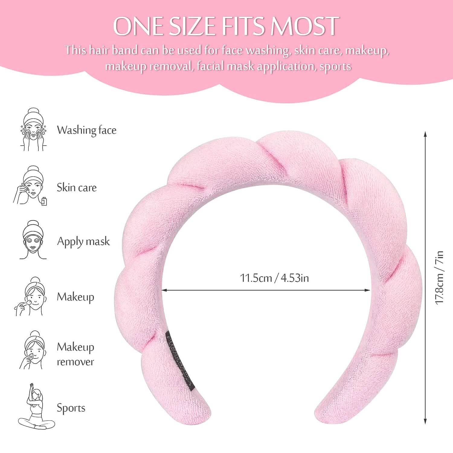 3-Pack:  Puffy Terry Towel Cloth Fabric Sponge Face Wash Head Band DailySale