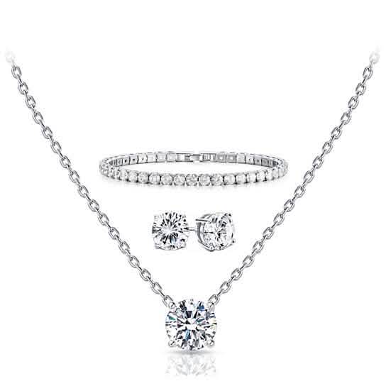 3-Pack: Round Cut Pendant With Round Cut Bracelet And Studs Set DailySale