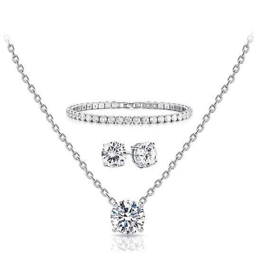 3-Pack: Round Cut Pendant With Round Cut Bracelet And Studs Set DailySale