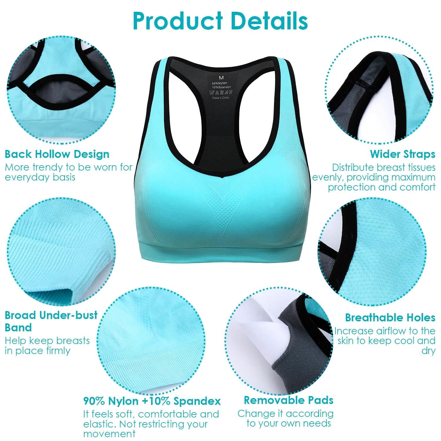 3-Pack: Women Padded Sports Bras DailySale
