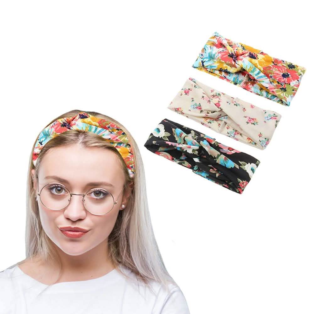 3-Pack: Women's Boho Floral Style Criss Cross Headband DailySale