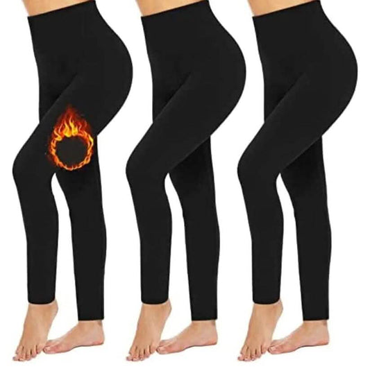 3-Pack: Women’s Fleece Lined Leggings High Waist Soft Stretchy Warm Leggings DailySale