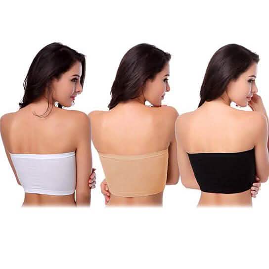 3-Pack: Women's Seamless Strapless Bandeau Crop Tube Top Bra Padded Bralettes DailySale