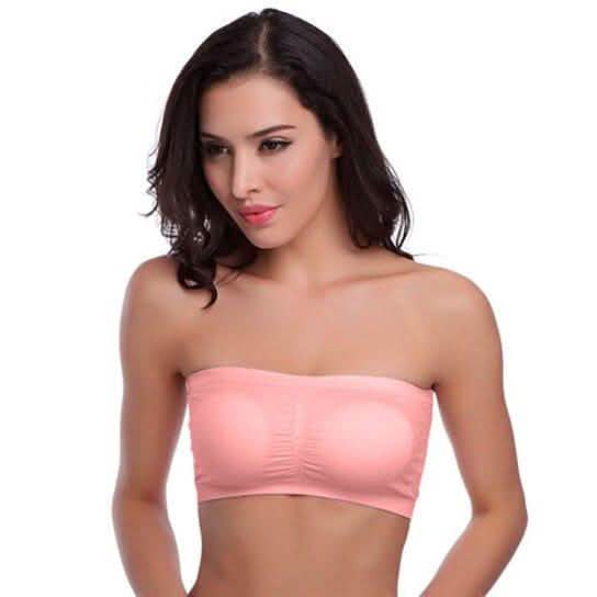3-Pack: Women's Seamless Strapless Bandeau Crop Tube Top Bra Padded Bralettes DailySale