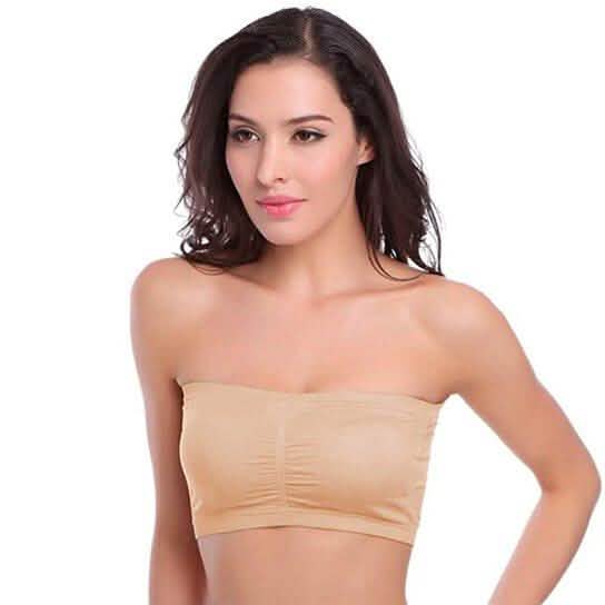 3-Pack: Women's Seamless Strapless Bandeau Crop Tube Top Bra Padded Bralettes DailySale