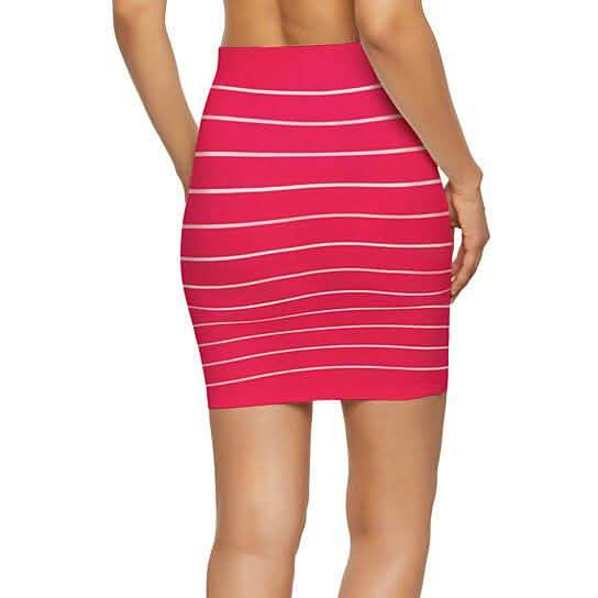 3-Pack: Women's Striped Seamless Microfiber Slim Nylon Pull-On Closure Mini Skirts DailySale