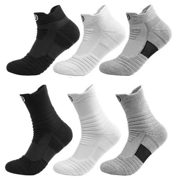 3-Pair: Men's Thick Towel Bottom Breathable Sweat-absorbent Outdoor Sports Running Socks Elite Basketball Sports Socks DailySale