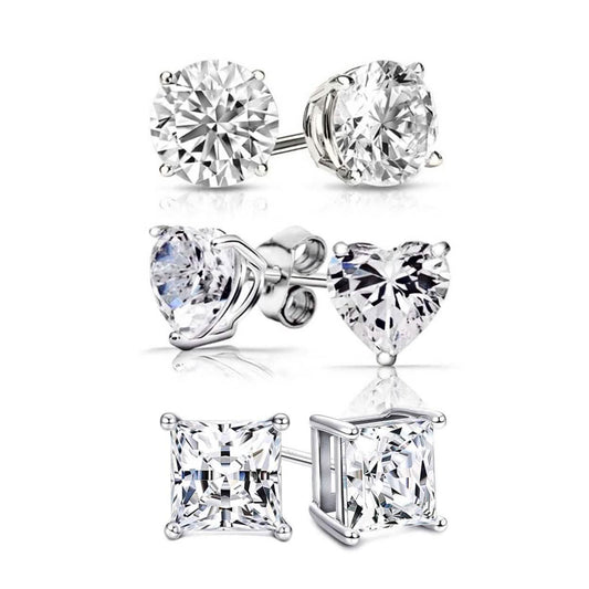 3-Pair Set: 4.00 Cttw Sterling Silver Swarovski Elements Crystal Studs DailySale