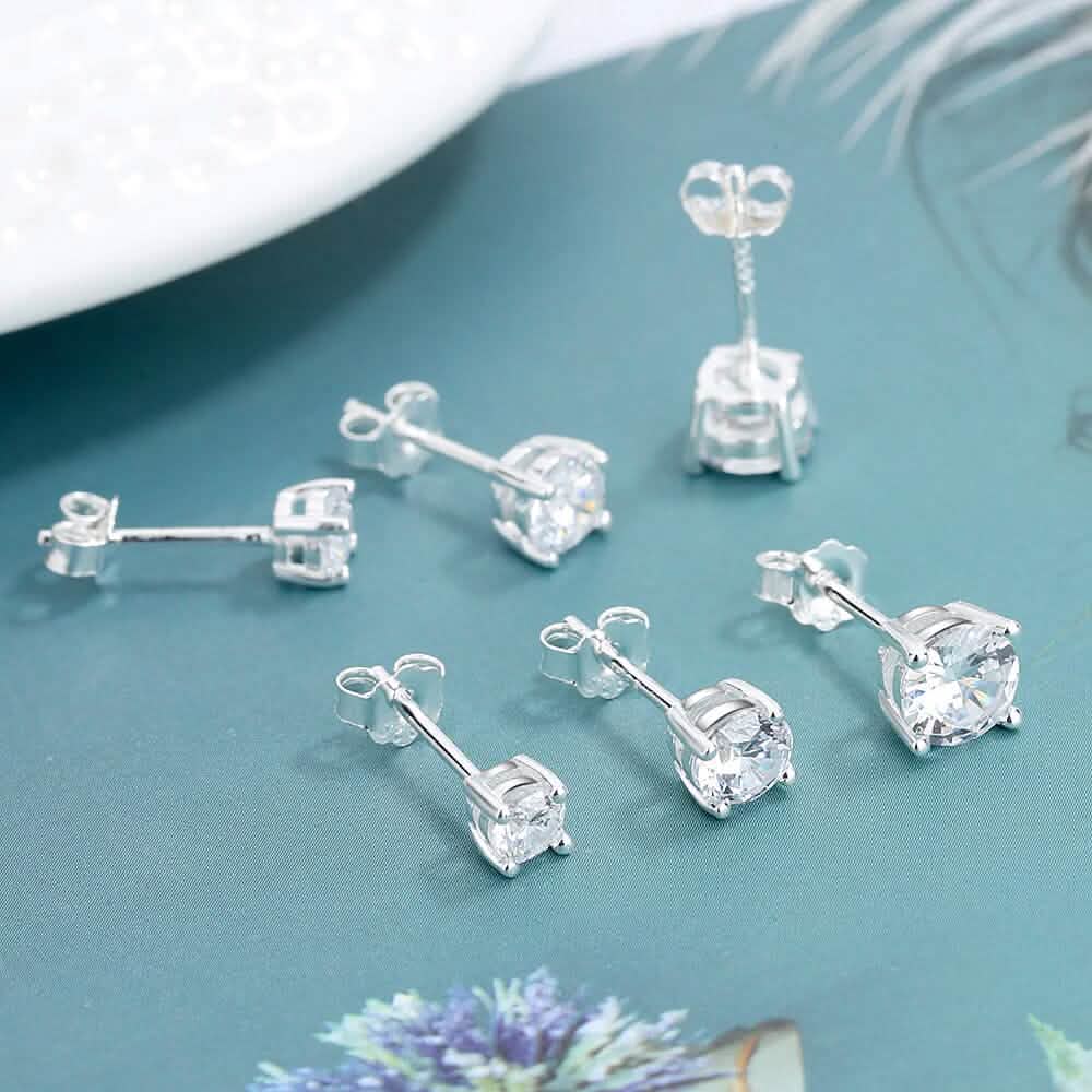 3-Pair Set: Sterling Silver Crystal Stud Earrings DailySale
