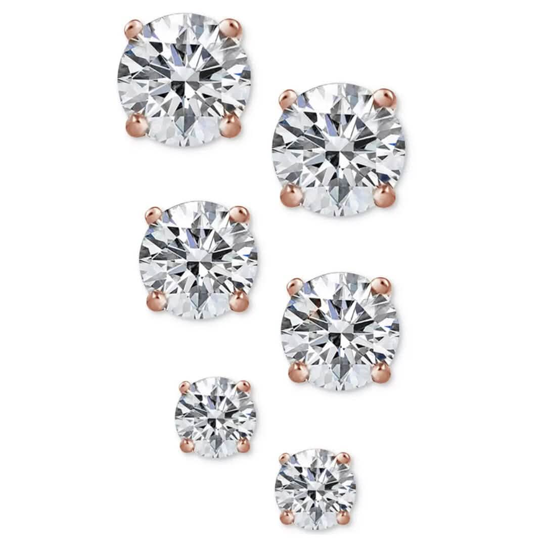 3-Pair Set: Sterling Silver Crystal Stud Earrings DailySale