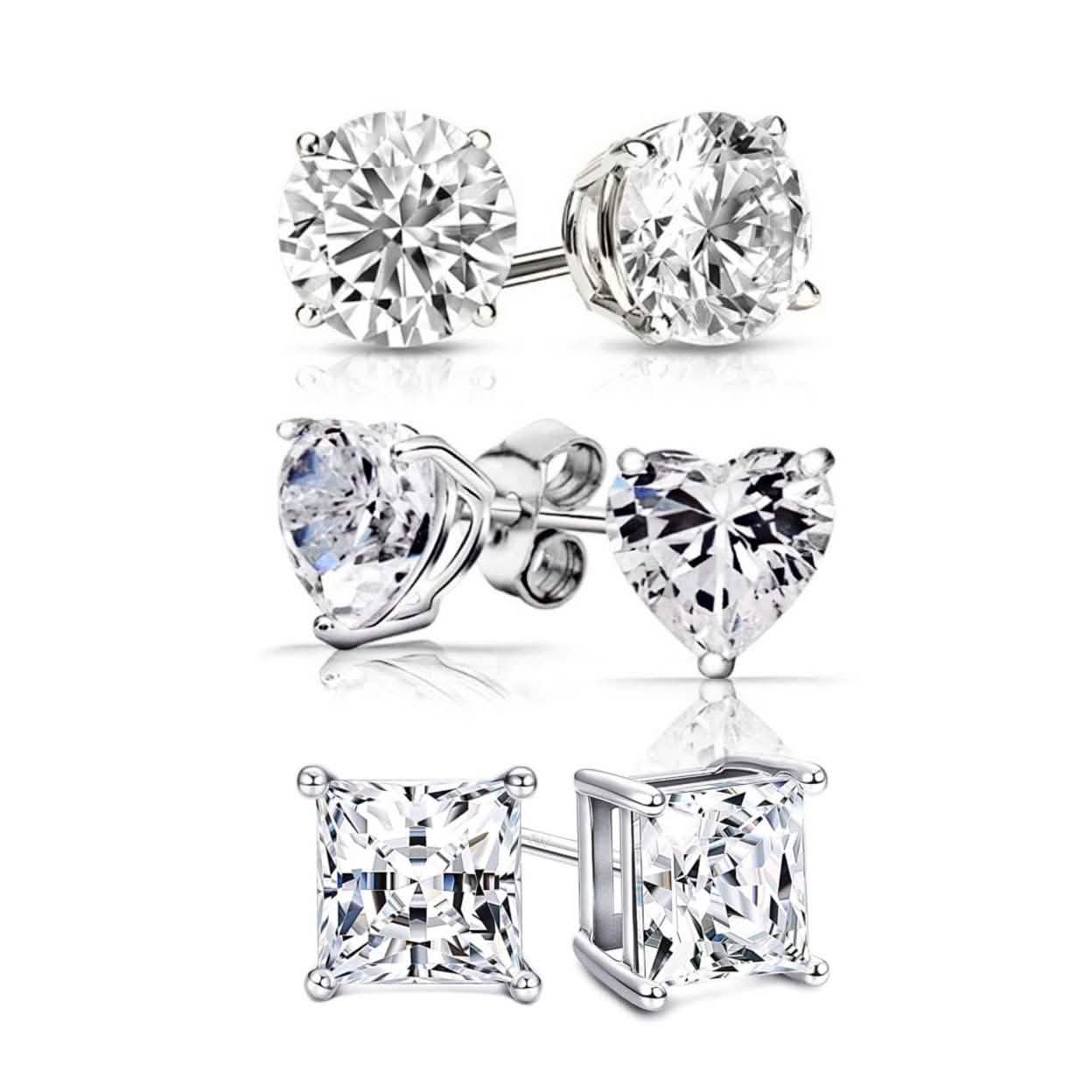 3-Pair Set: Sterling Silver Swarovski Elements Crystal Studs DailySale