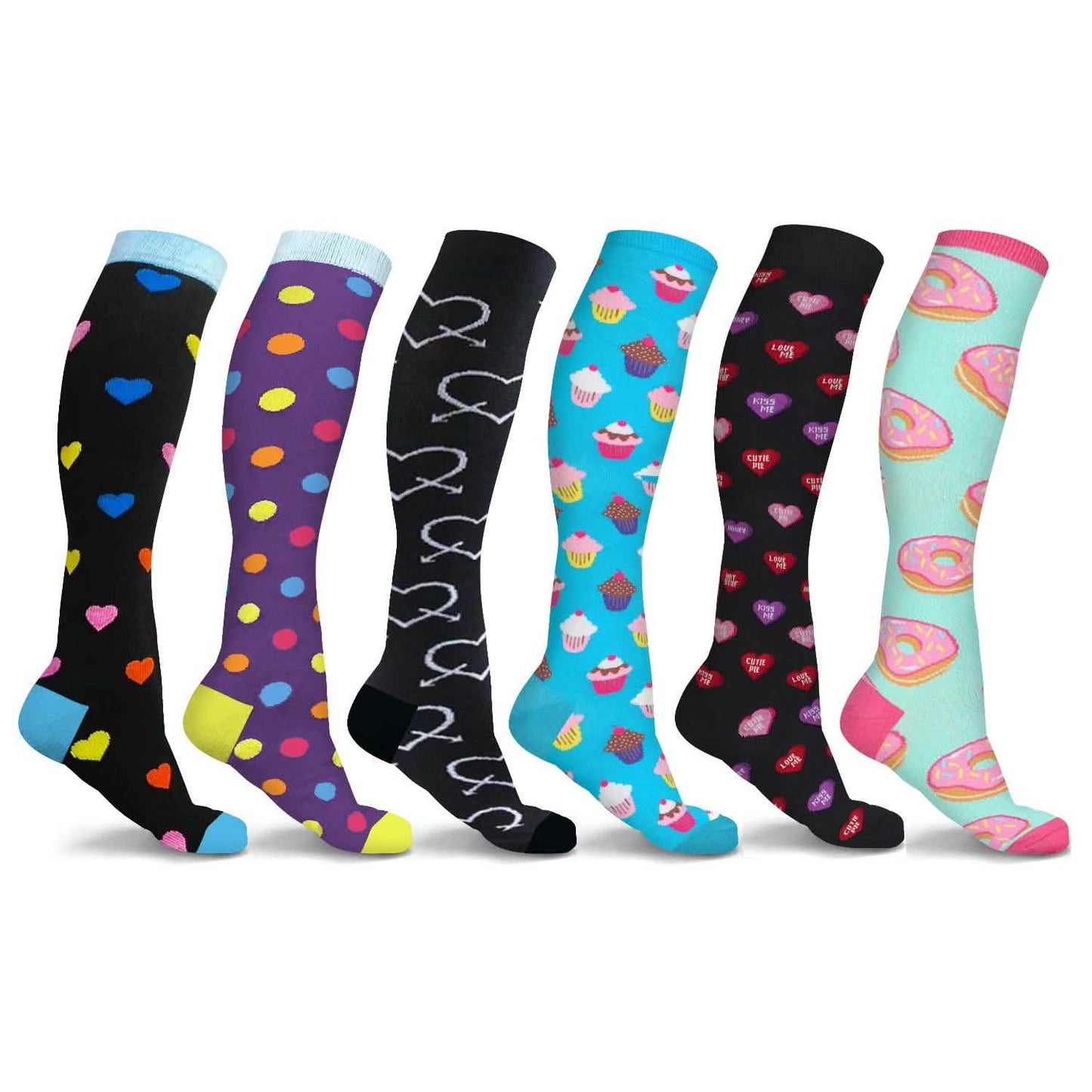 3-Pairs: DCF Unisex Fun and Patterned Knee-High Compression Socks DailySale