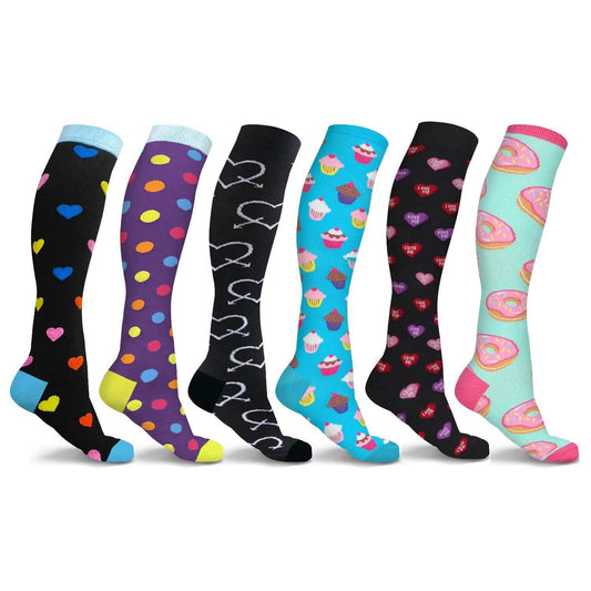 3-Pairs: DCF Unisex Fun and Patterned Knee-High Compression Socks DailySale