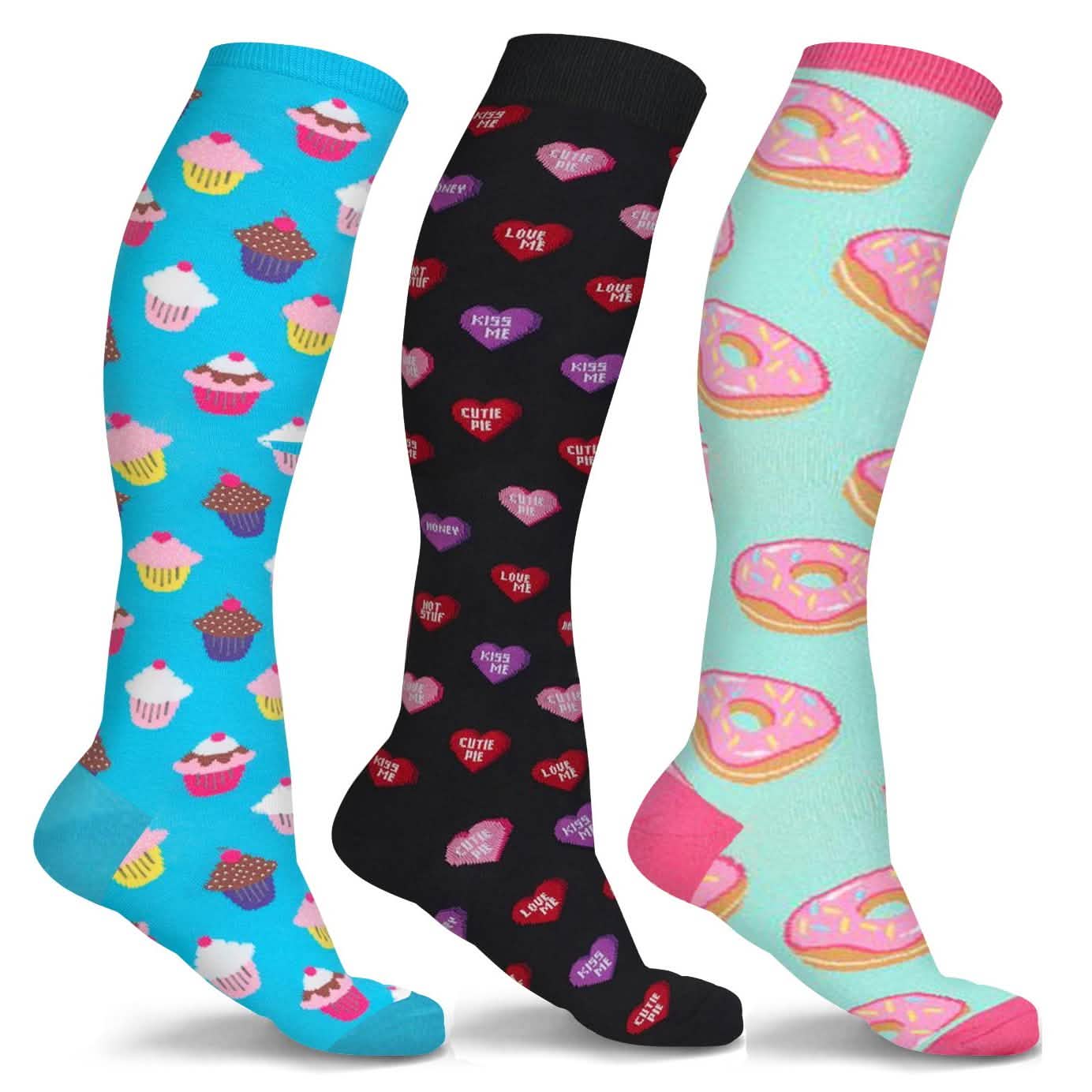 3-Pairs: DCF Unisex Fun and Patterned Knee-High Compression Socks DailySale