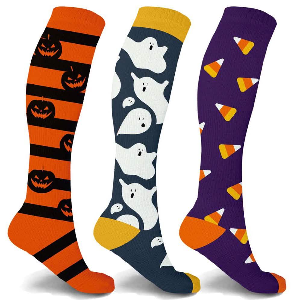 3-Pairs: Halloween Fun Knee High Compression Socks DailySale
