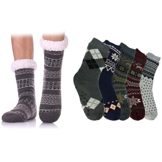 3-Pairs: Men's Assorted Soft Fluffy Sherpa Slipper Socks DailySale