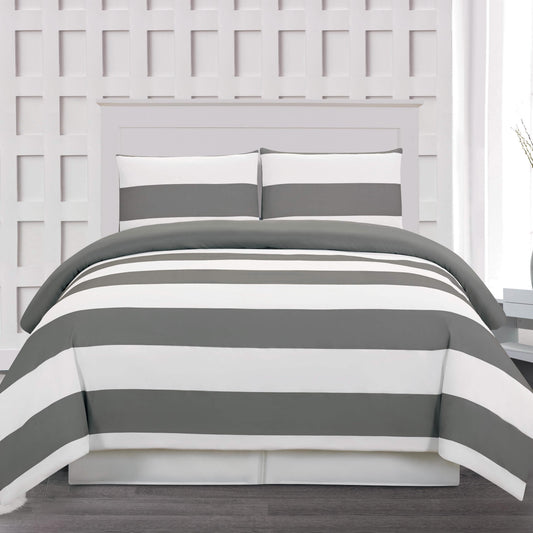 3-Piece: Cabana Stripe Reversible Hypoallergenic Duvet Set DailySale