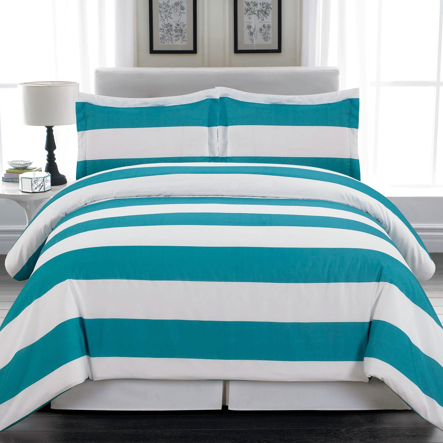 3-Piece: Cabana Stripe Reversible Hypoallergenic Duvet Set DailySale