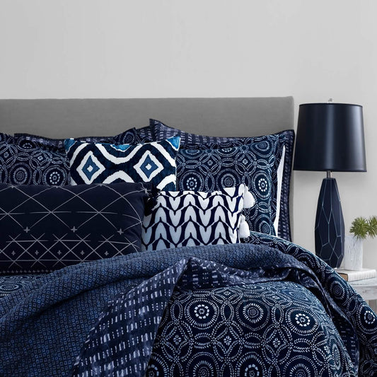 3-Piece: Global Indigo Mudcloth Cotton Quilt Set DailySale