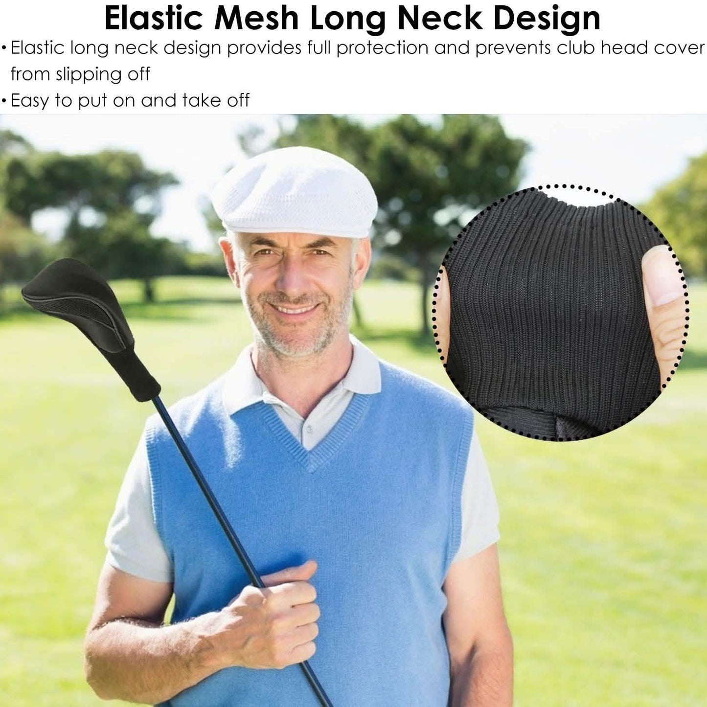 3-Piece: Long Neck Mesh Golf Club Head Cover DailySale