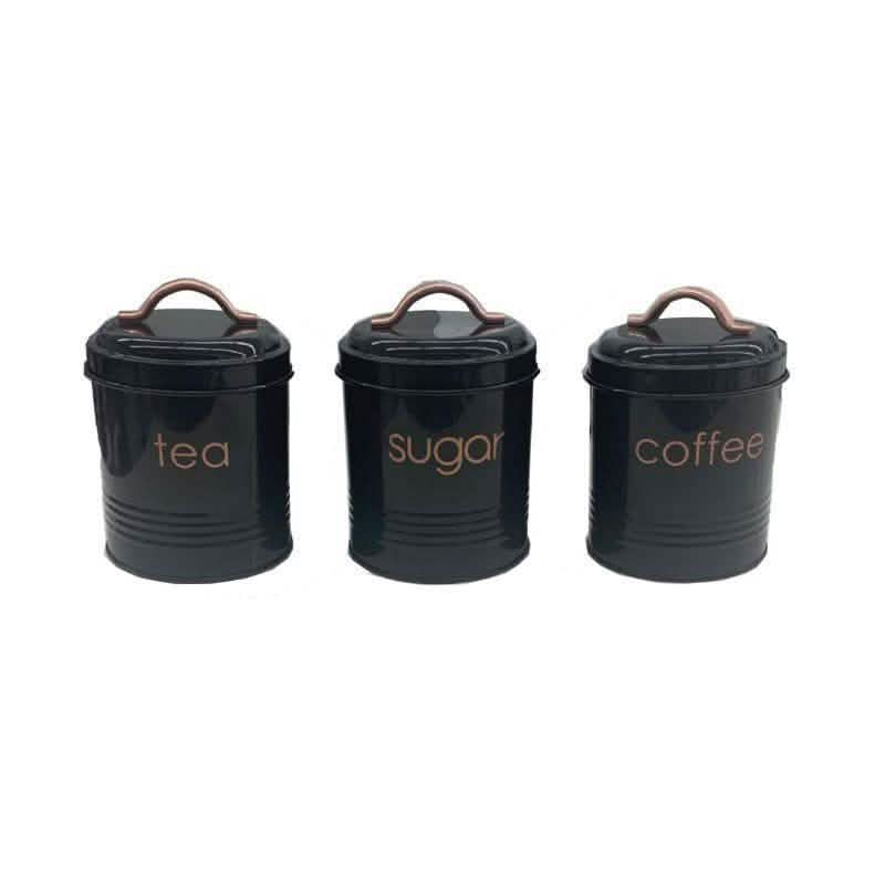 3-Piece: Metal and Copper Coffee Tea Sugar Canister Set DailySale