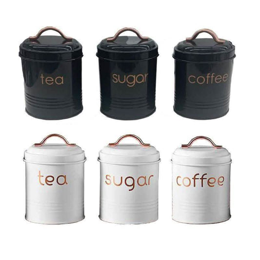 3-Piece: Metal and Copper Coffee Tea Sugar Canister Set DailySale