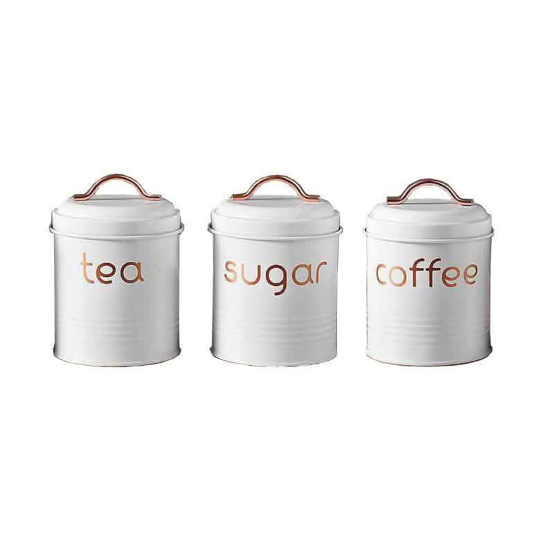 3-Piece: Metal and Copper Coffee Tea Sugar Canister Set DailySale