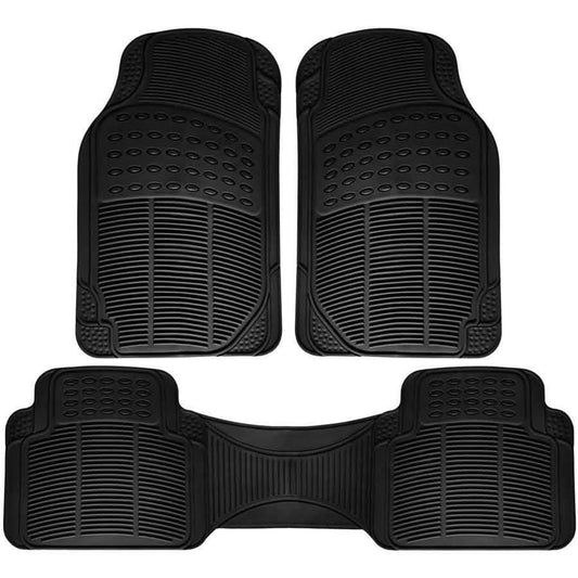 3-Piece: OxGord Car Floor Mats Ridged Rubber Full Set Universal Fit DailySale