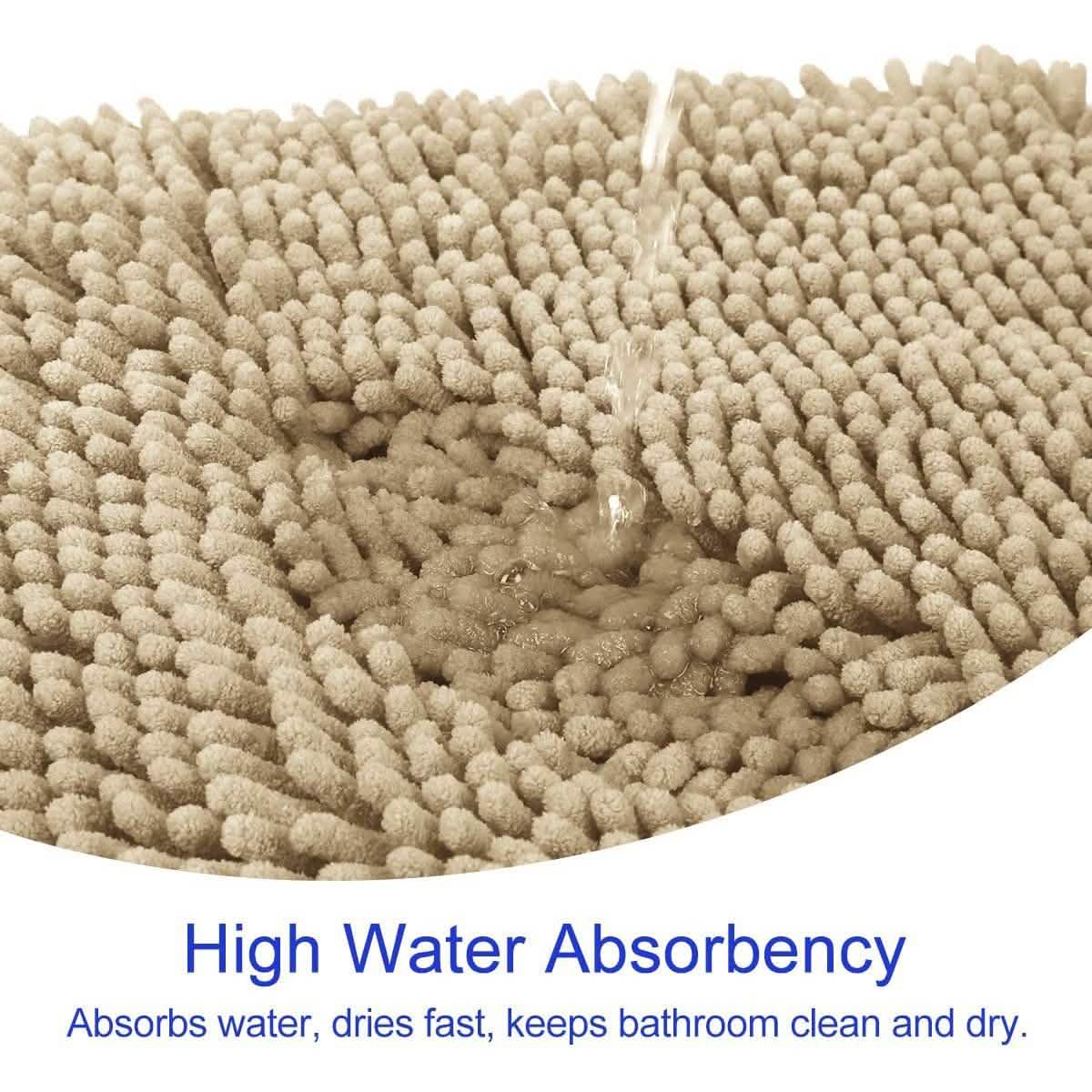 3-Piece Set: Bathroom Rugs Set Ultra Soft Non Slip and Absorbent Chenille DailySale