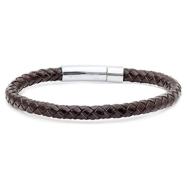3-Piece Set: Brown Leather Stainless Steel & Genuine Tiger Eye Beaded Bracelet Set DailySale