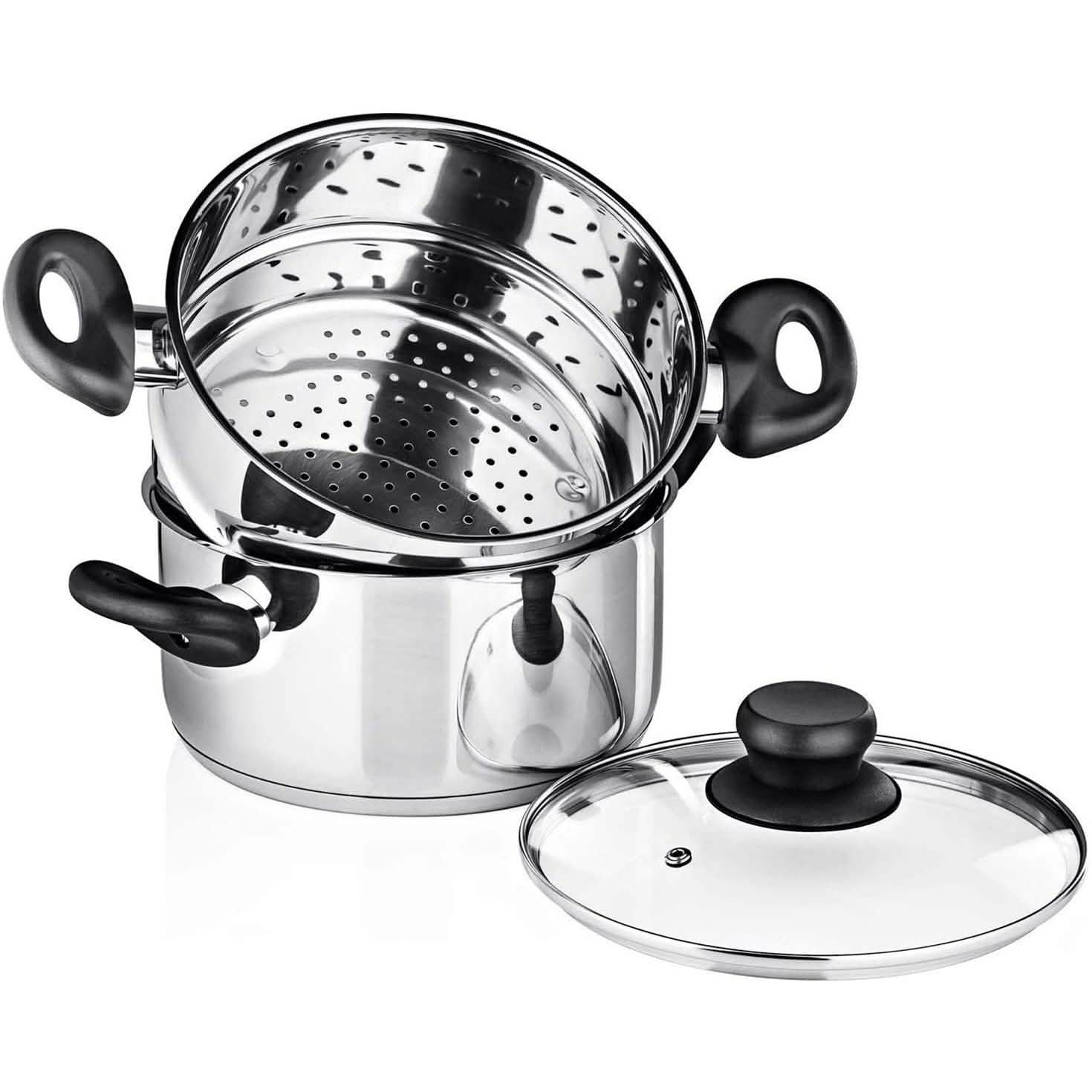 3-Piece Set: Chef's Star Stainless Steel Cookware 2 Quart Steamer Basket Set DailySale