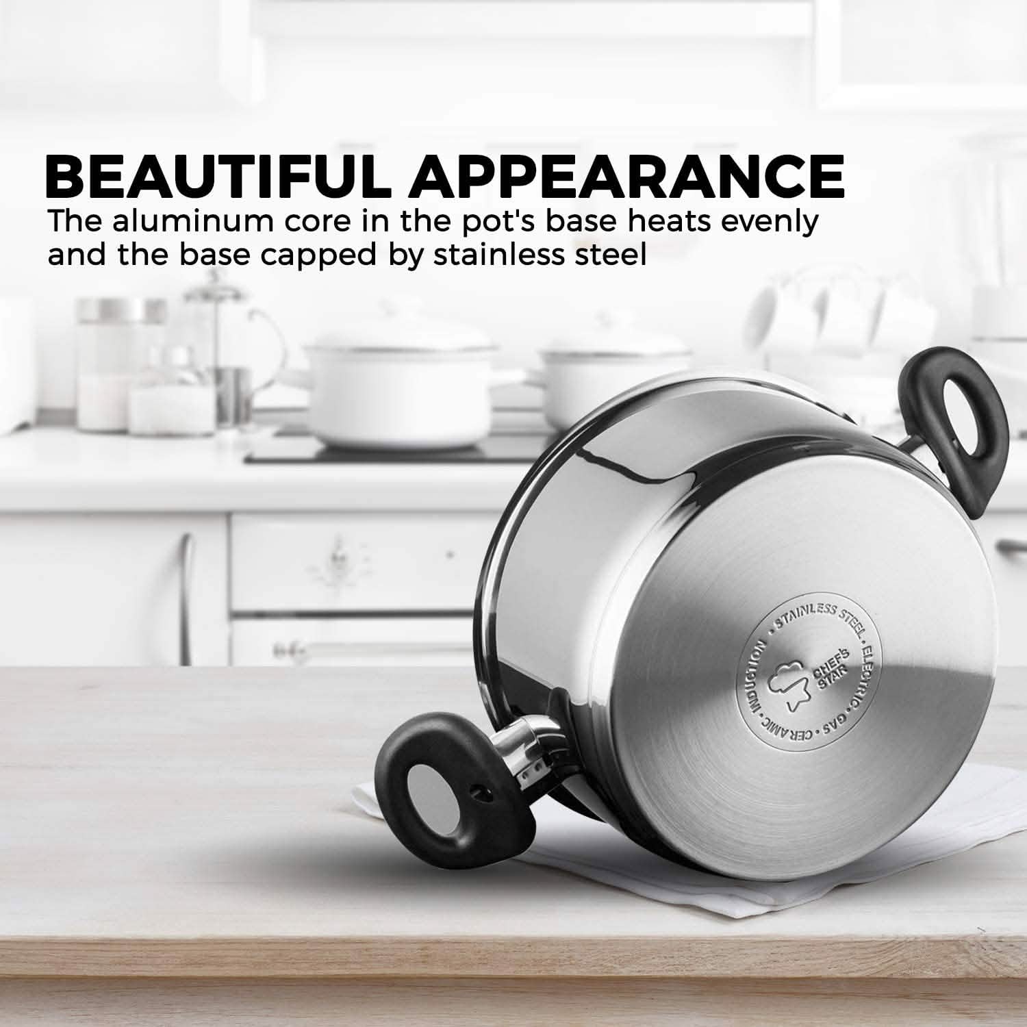 3-Piece Set: Chef's Star Stainless Steel Cookware 2 Quart Steamer Basket Set DailySale