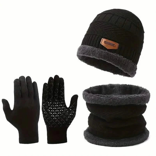 3-Piece Set: Infinity Scarf Autumn Winter, Thickened Warm Knit Beanie and Touchscreen Gloves Neck Gaiter DailySale