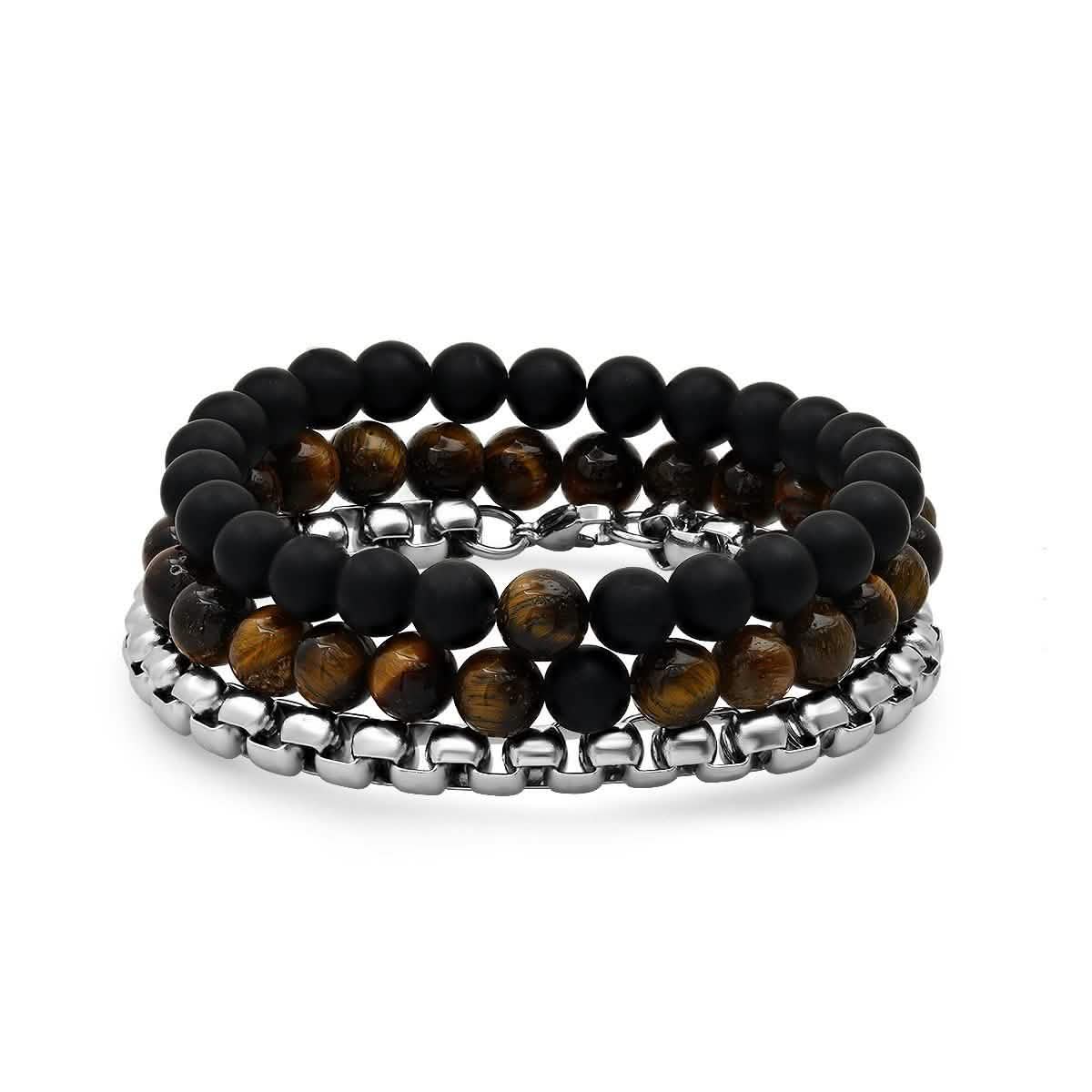 3-Piece Set: Men's Black Lava Bracelets DailySale