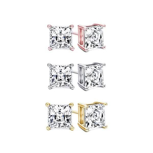 3-Piece Set: Princess Cut Swarovski Elements Crystal Studs DailySale
