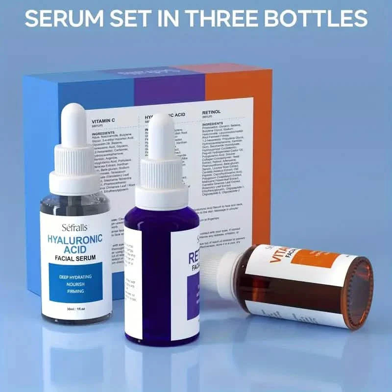 3-Piece Set: Séfralls Hyaluronic Acid VC Retinol Essence with Vitamin-C And Hyaluronic Acid Serum DailySale