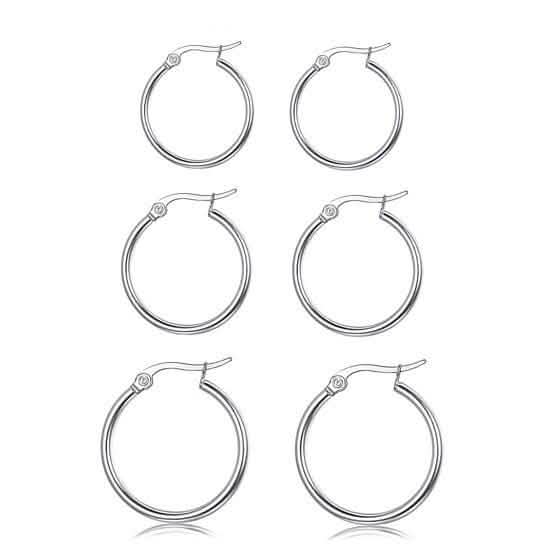 3-Piece Set: Sterling Silver French Lock Hoops DailySale