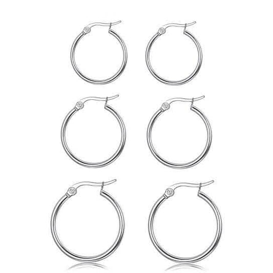 3-Piece Set: Sterling Silver French Lock Hoops DailySale