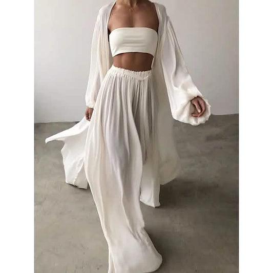 3-Piece Set: Women's Boho Solid Color Plus Size DailySale