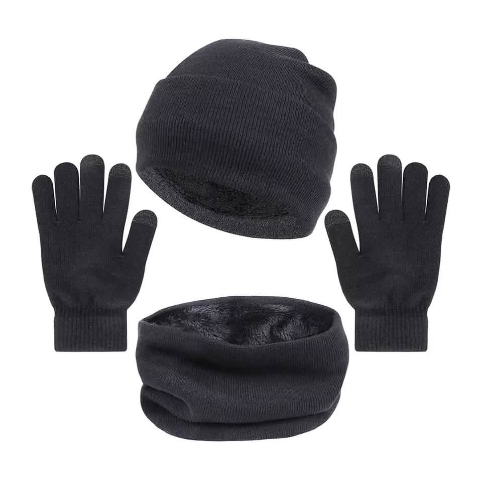 3-Piece: Winter Beanie Hat Scarf Gloves for Men DailySale