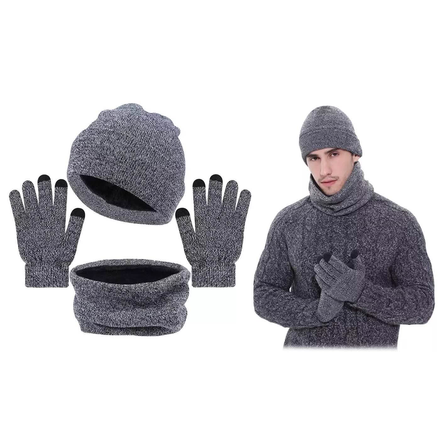 3-Piece: Winter Beanie Hat Scarf Gloves for Men DailySale