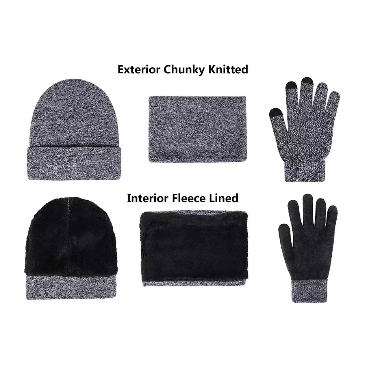 3-Piece: Winter Beanie Hat Scarf Gloves for Men DailySale