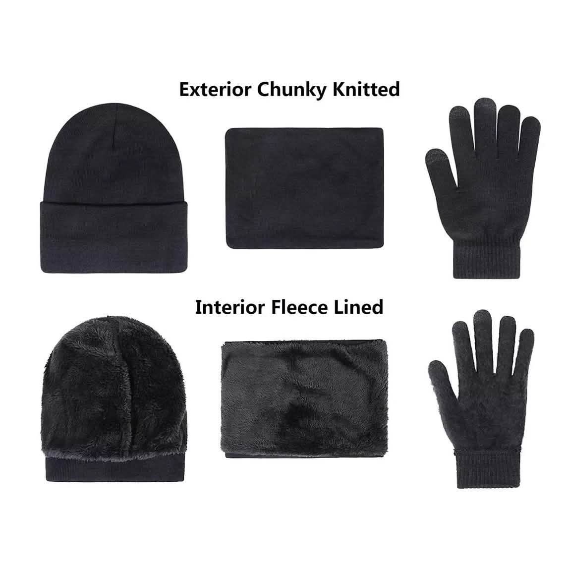 3-Piece: Winter Beanie Hat Scarf Gloves for Men DailySale