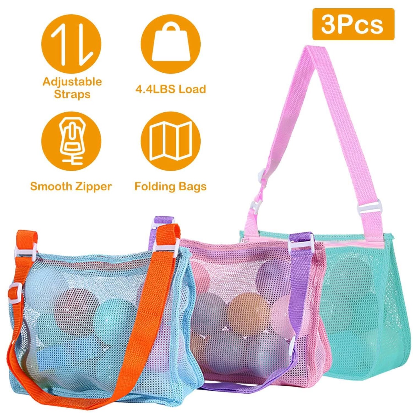 3-Pieces: Beach Mesh Bags Seashell Sand Tote Bag DailySale
