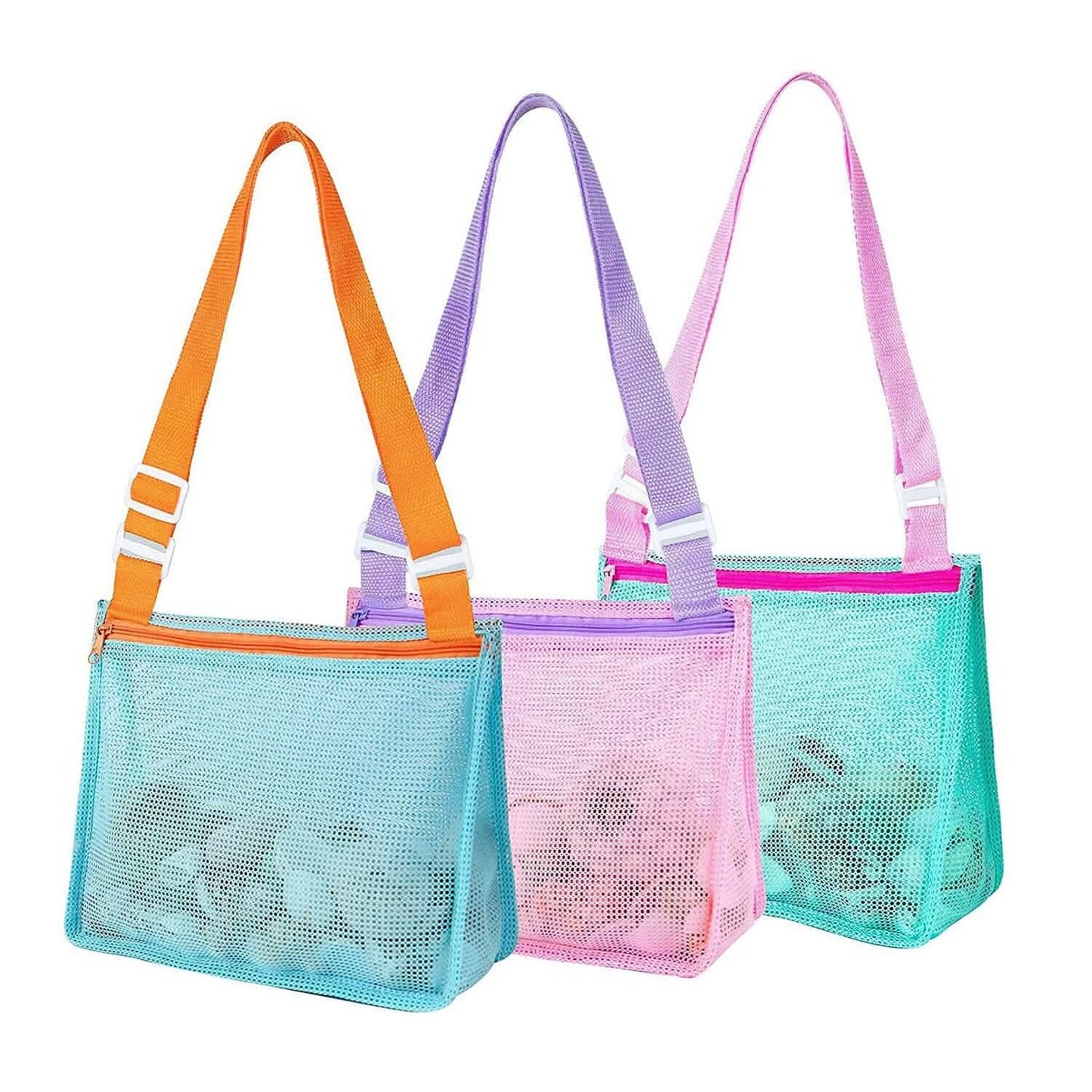 3-Pieces: Beach Mesh Bags Seashell Sand Tote Bag DailySale