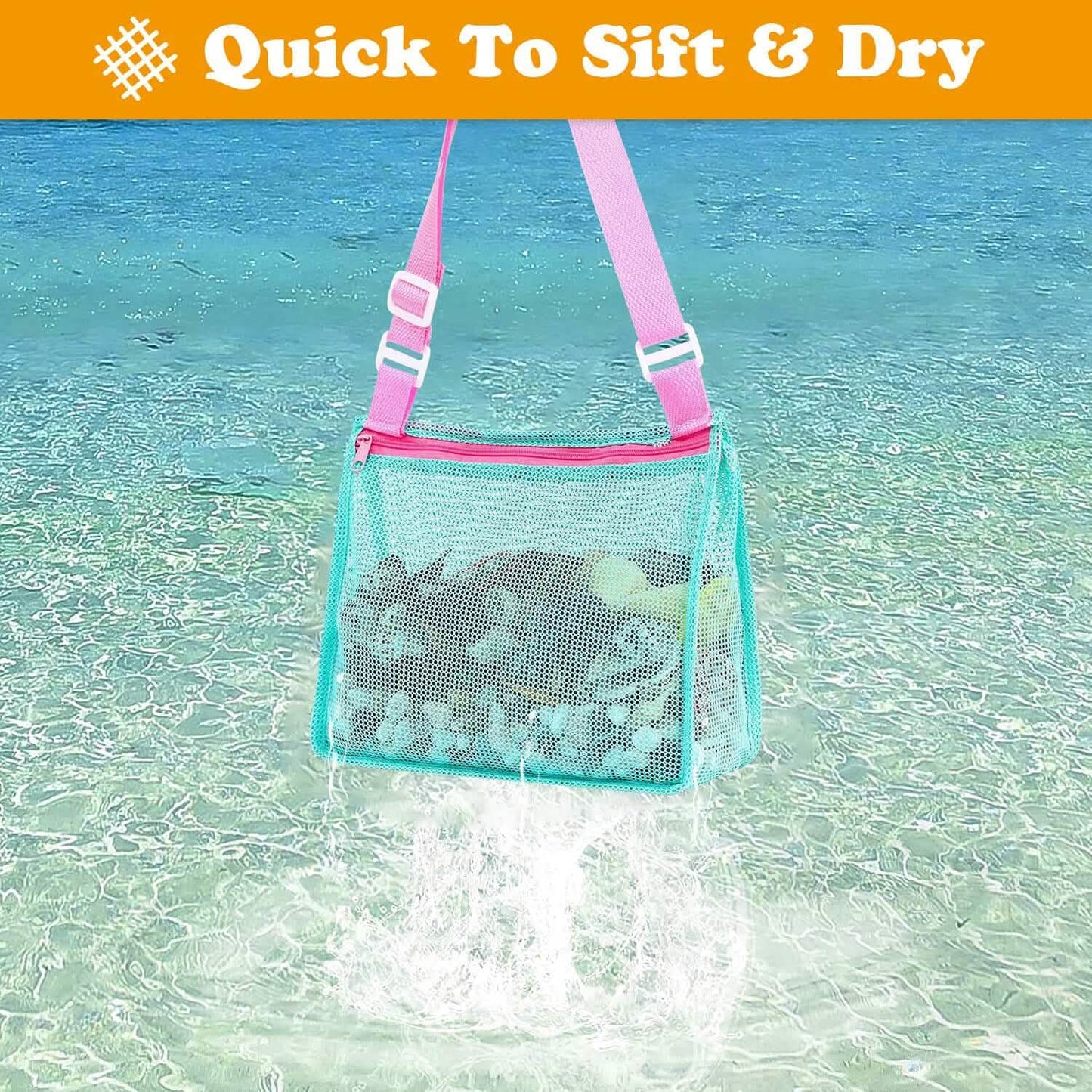 3-Pieces: Beach Mesh Bags Seashell Sand Tote Bag DailySale