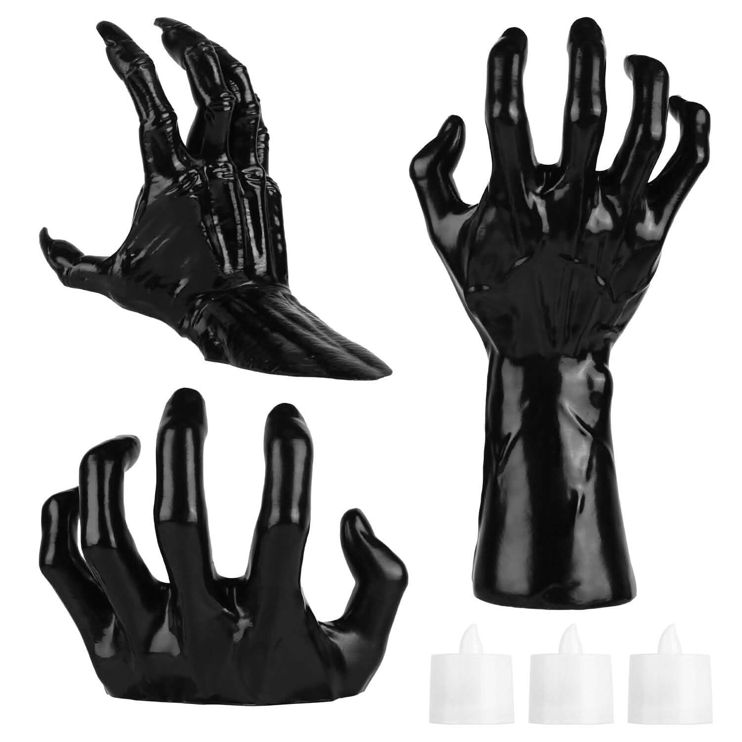 3-Pieces: Creepy Reaching Hands with Lighted Candles Wall Mounted DailySale