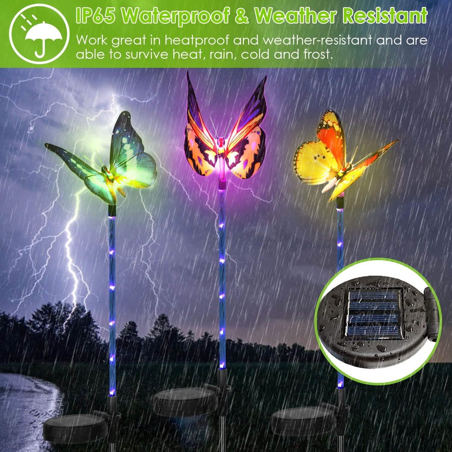 3-Pieces: Decorative Butterfly Lamps with Rotatable Solar Panel Lamp DailySale